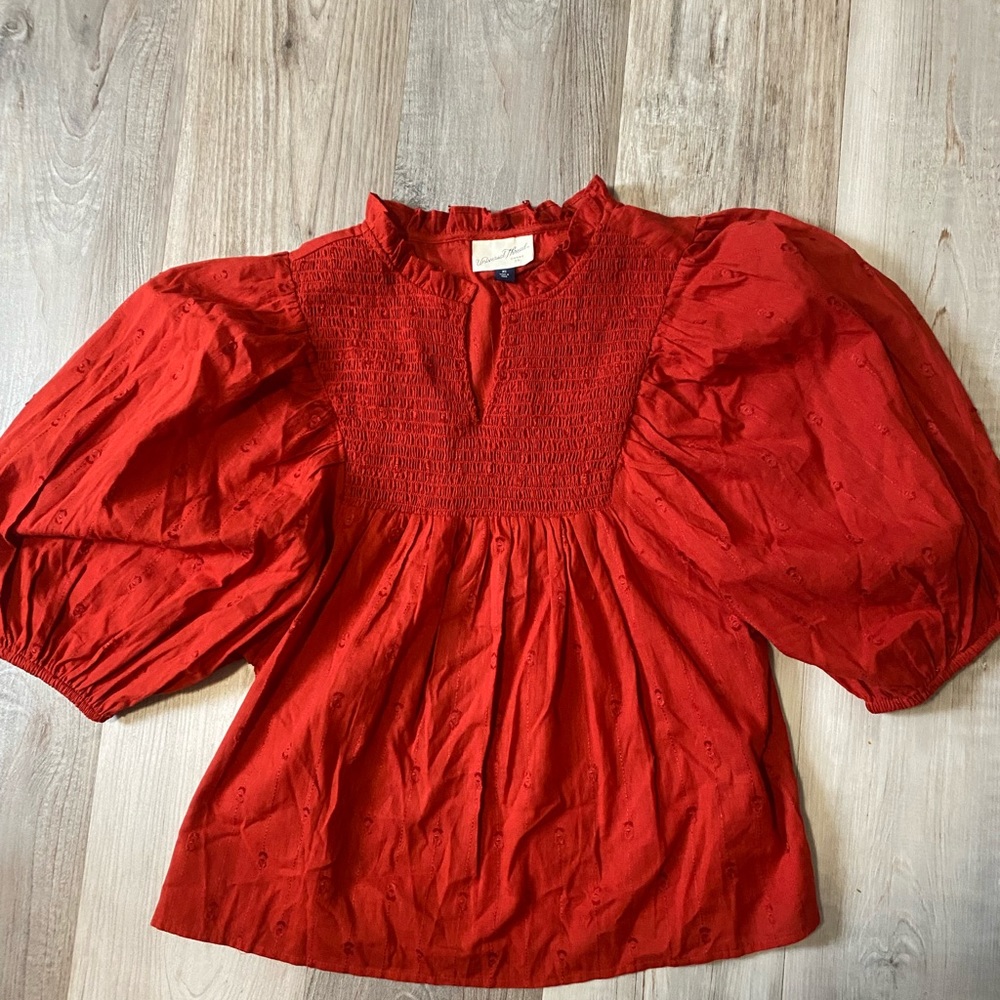 Universal thread XS puff sleeve textured blouse
